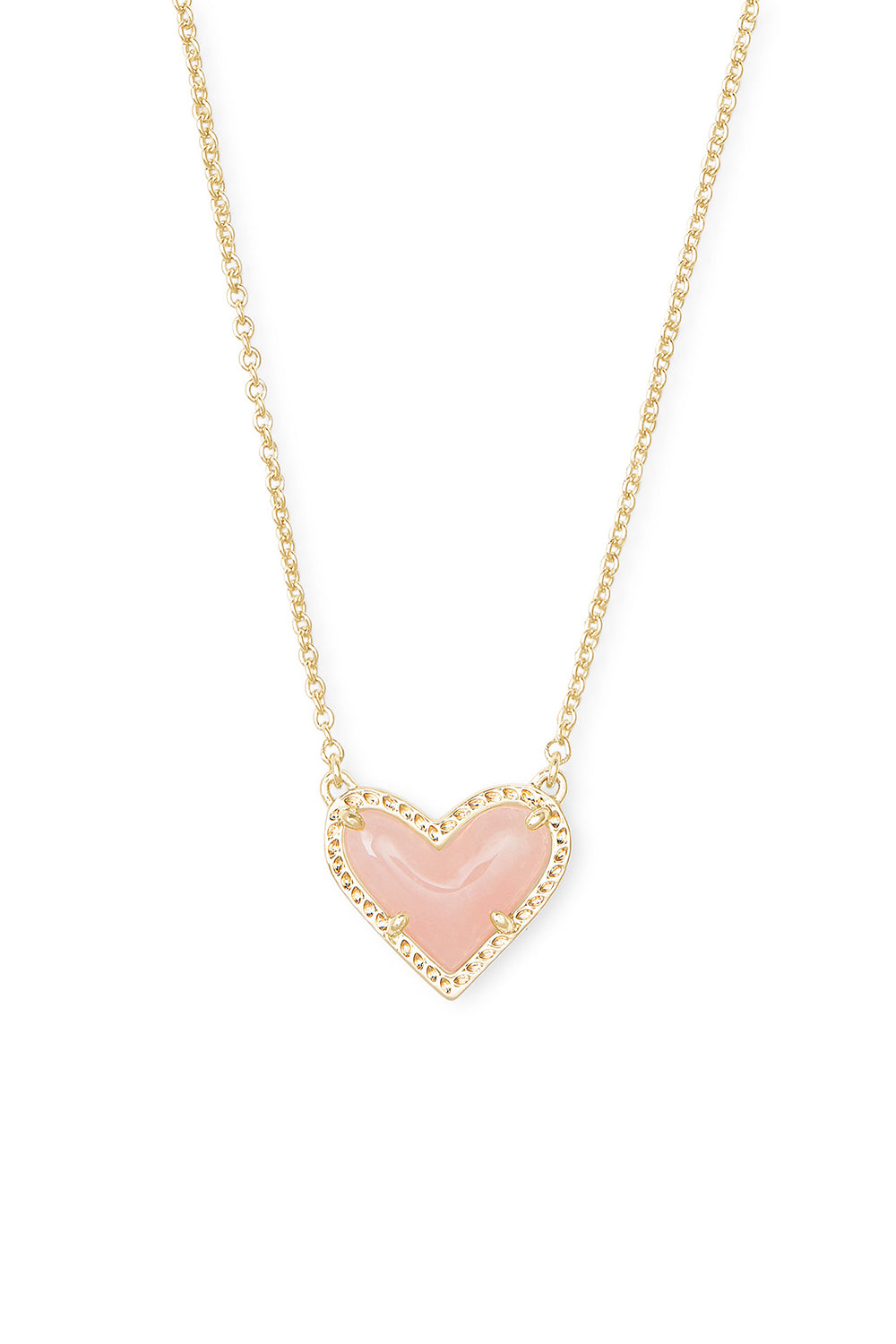 Kendra Scott: Ari Heart Gold Pendant Necklace - Rose Quartz | Makk Fashions