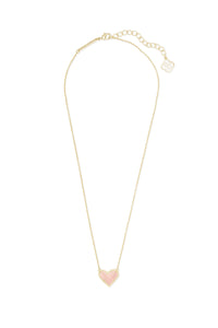 Kendra Scott: Ari Heart Gold Pendant Necklace - Rose Quartz | Makk Fashions