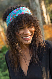 Light Blue Floral Mandala Half Boho Bandeau | Natural Life