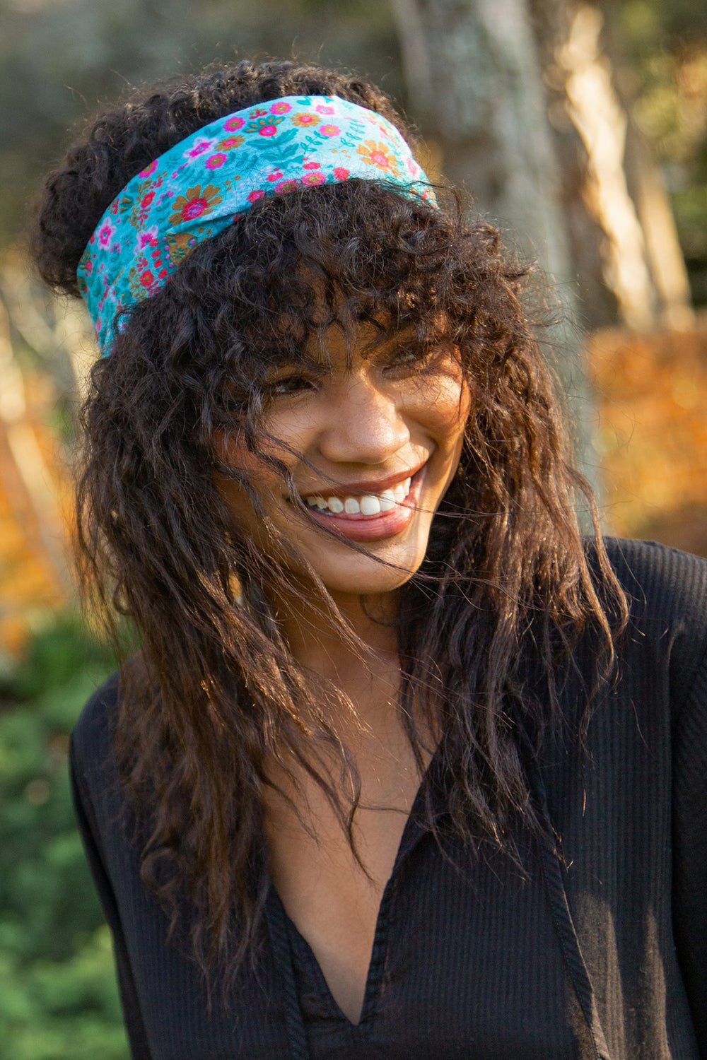 Light Blue Floral Mandala Half Boho Bandeau | Natural Life