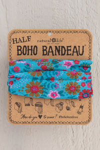 Light Blue Floral Mandala Half Boho Bandeau | Natural Life