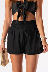 Lotus & Luna: Black Cotton Shorts | Makk Fashions