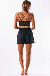 Lotus & Luna: Black Cotton Shorts | Makk Fashions