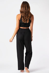 Lotus & Luna: Black Wide Leg Cotton Pants | Makk Fashions