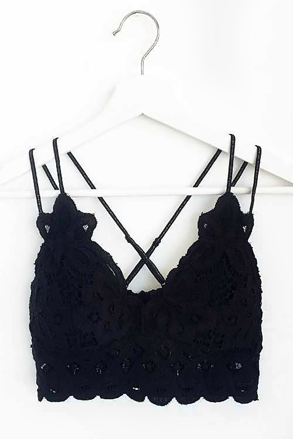 Crochet Lace Bralette - Black