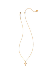 Kendra Scott: Cross Gold Pendant Necklace - White Kyocera Opal | Makk Fashions