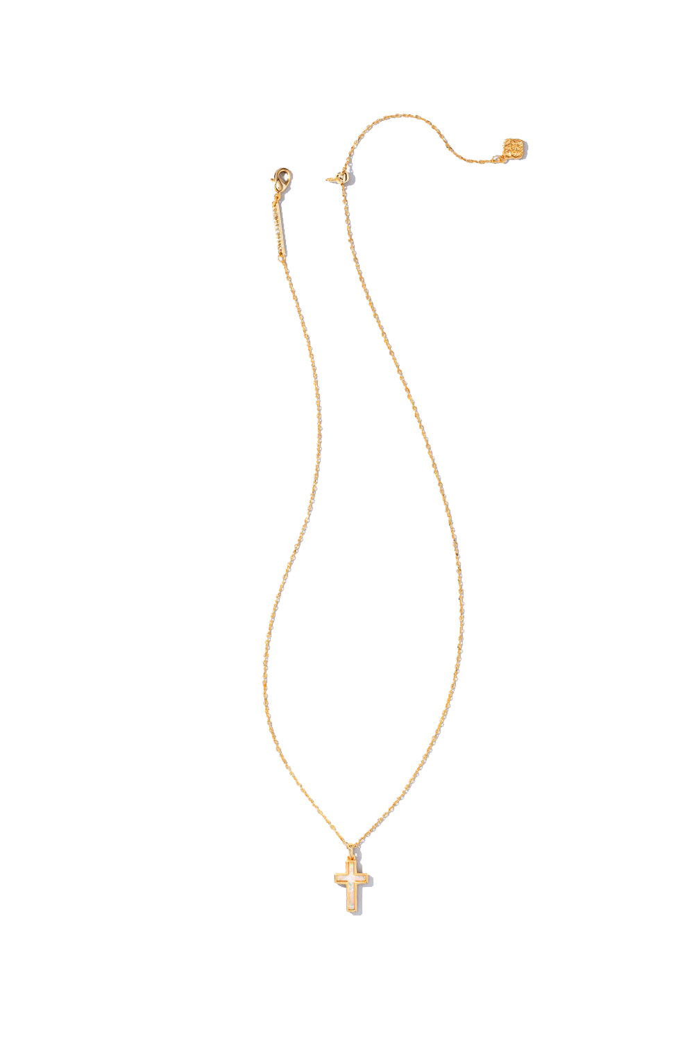 Kendra Scott: Cross Gold Pendant Necklace - White Kyocera Opal | Makk Fashions