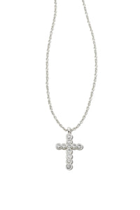 Kendra Scott: Cross Pendant Necklace White Crystal - Silver | Makk Fashions