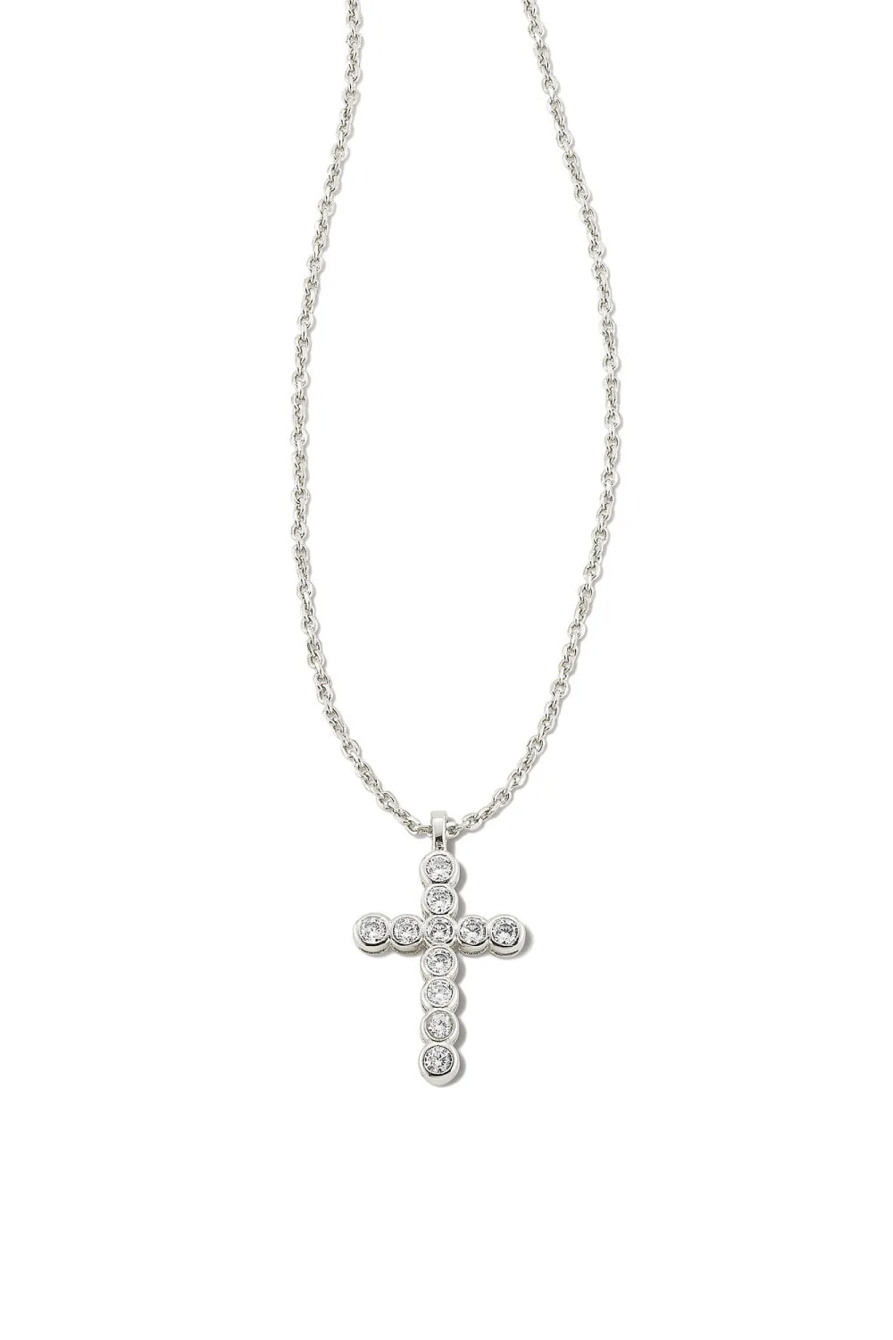 Kendra Scott: Cross Pendant Necklace White Crystal - Silver | Makk Fashions