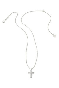Kendra Scott: Cross Pendant Necklace White Crystal - Silver | Makk Fashions