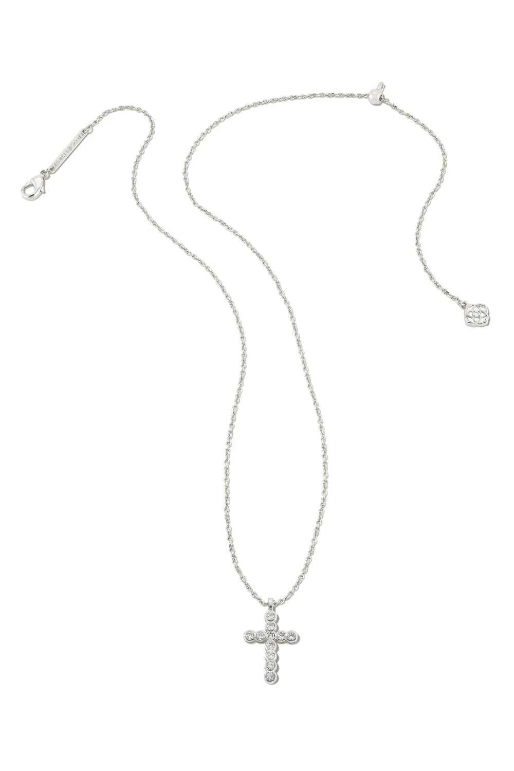 Kendra Scott: Cross Pendant Necklace White Crystal - Silver | Makk Fashions