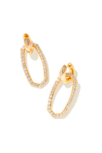 Kendra Scott: Danielle Gold Convertible Link Earrings - White Crystal | Makk Fashions