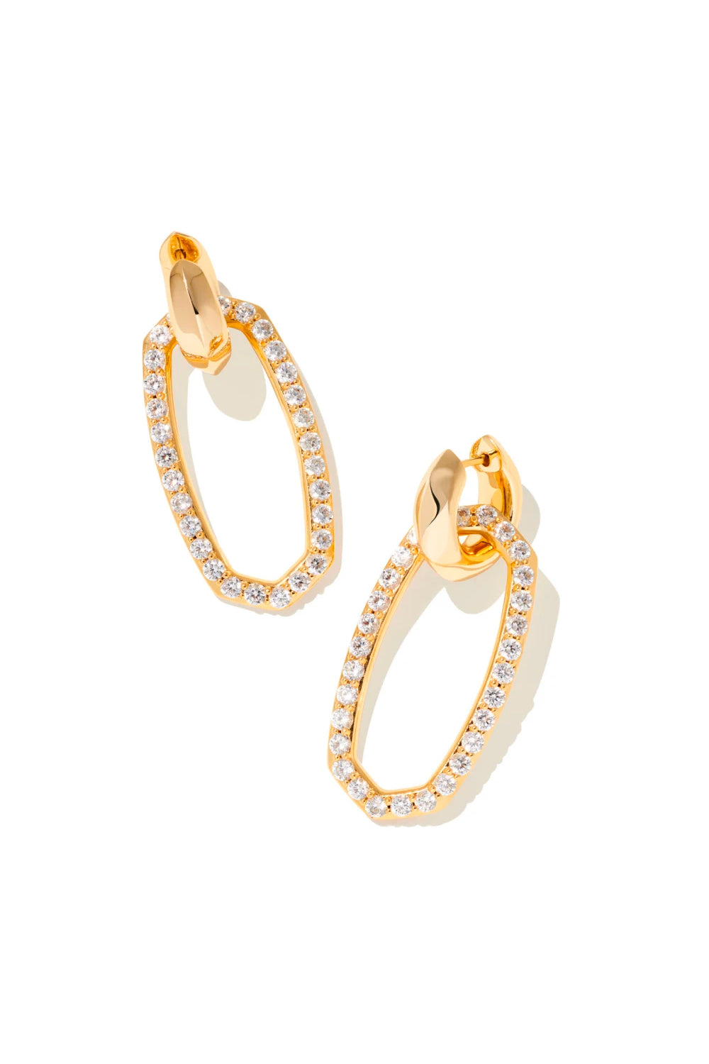 Kendra Scott: Danielle Gold Convertible Link Earrings - White Crystal | Makk Fashions