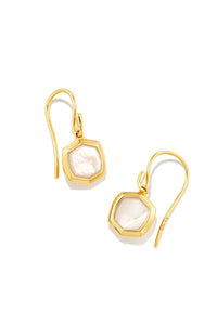 Kendra Scott: Davis Gold Small Drop Earrings - Mother Of Pearl | Makk Fashions