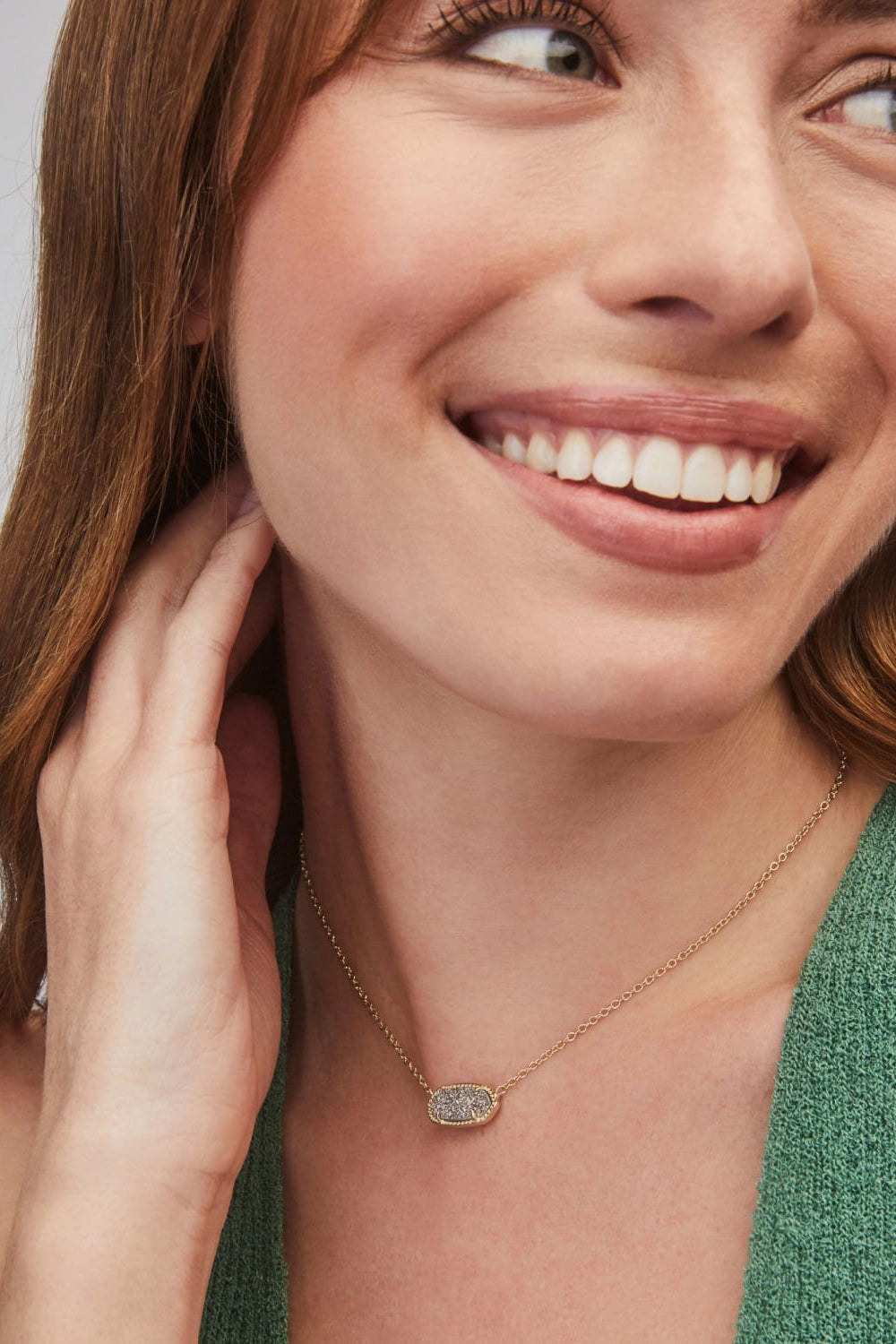 Kendra Scott: Elisa Gold Chain Necklace - Platinum Drusy | Makk Fashions