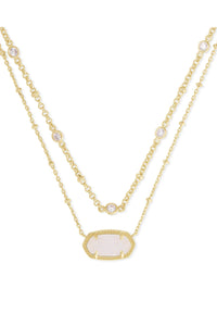 Kendra Scott: Elisa Gold Multi Strand Necklace - Iridescent Drusy | Makk Fashions