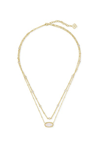 Kendra Scott: Elisa Gold Multi Strand Necklace - Iridescent Drusy | Makk Fashions
