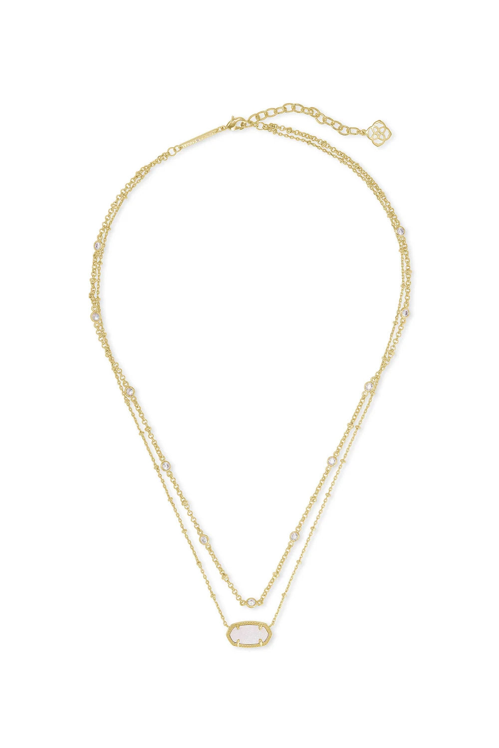 Kendra Scott: Elisa Gold Multi Strand Necklace - Iridescent Drusy | Makk Fashions