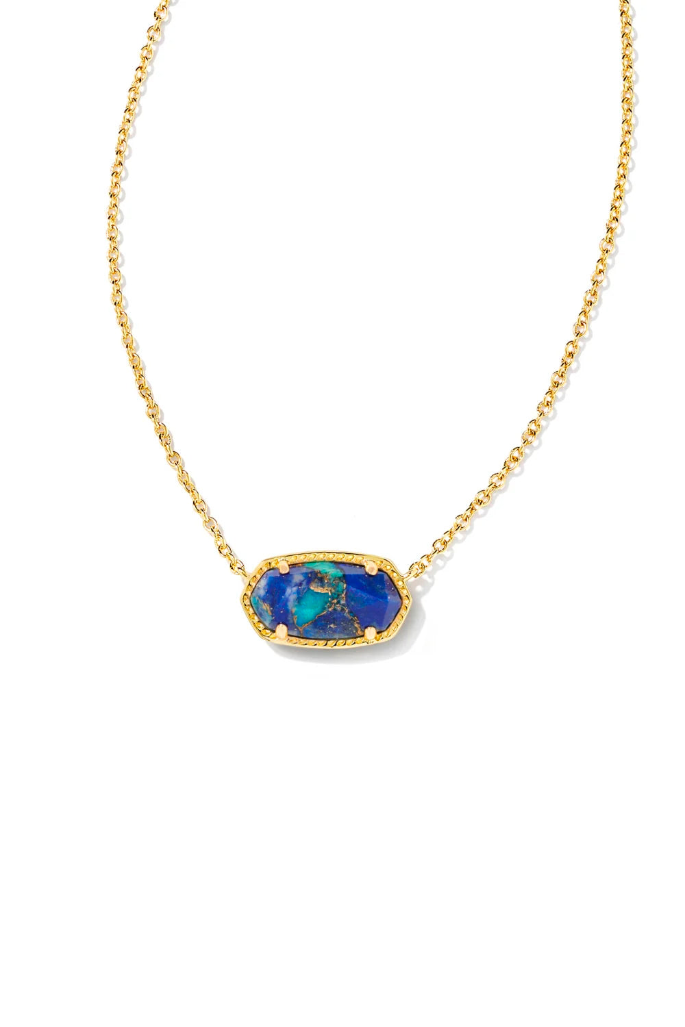 Kendra Scott: Elisa Gold Pendant Necklace - Bronze Veined Lapis Turquoise | Makk Fashions