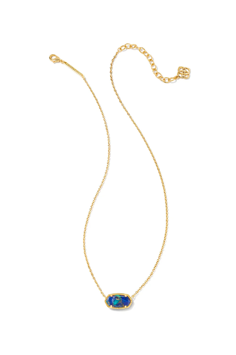 Kendra Scott: Elisa Gold Pendant Necklace - Bronze Veined Lapis Turquoise | Makk Fashions