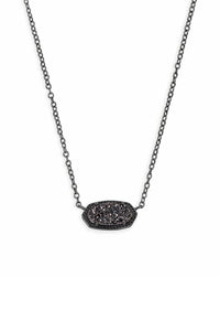 Kendra Scott: Elisa Gunmetal Pendant Necklace - Black Drusy | Makk Fashions