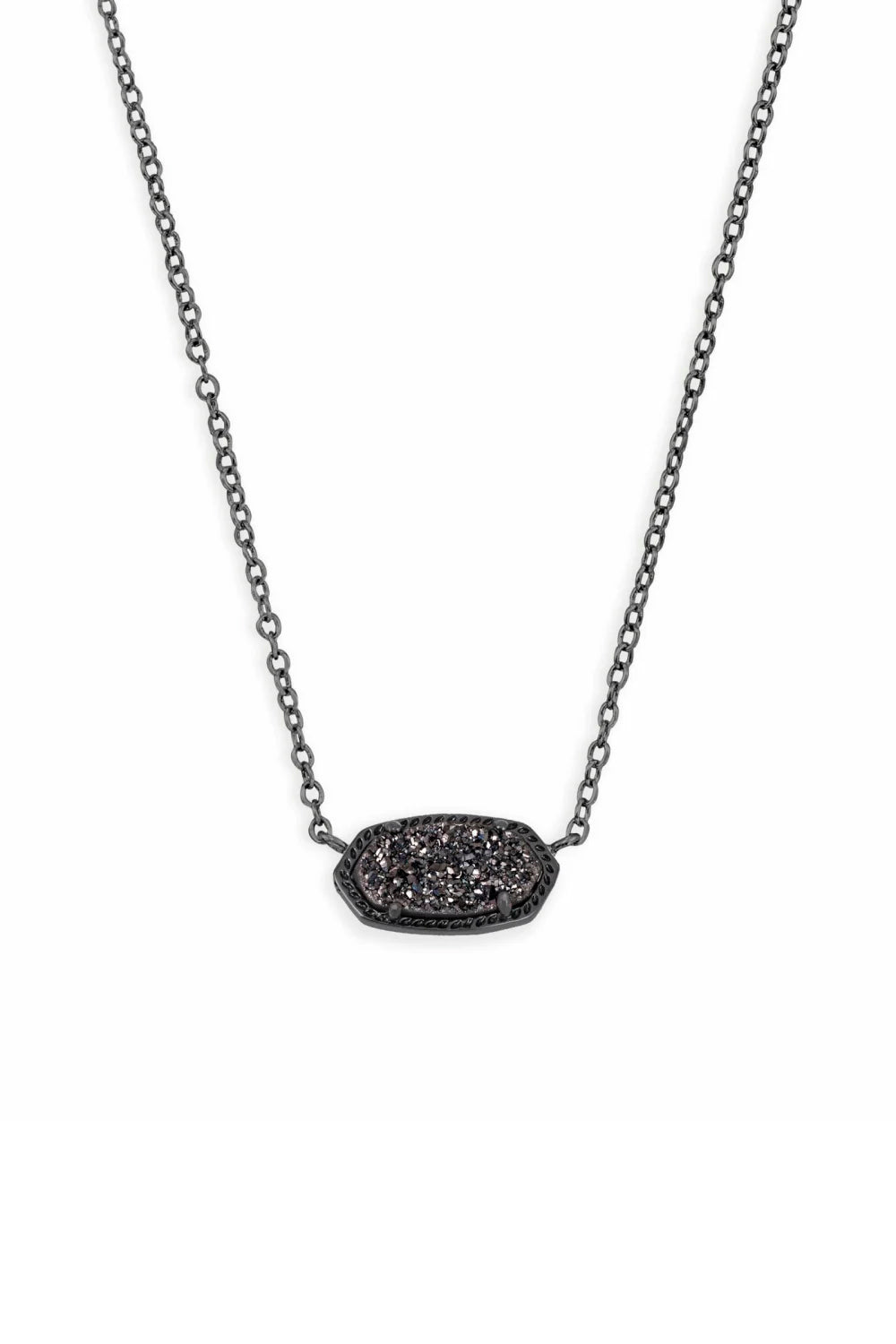 Ari Heart Gold Pendant Necklace in Black Drusy