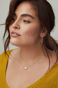 Kendra Scott: Elisa Rose Gold Short Pendant Necklace - Iridescent Drusy | Makk Fashions