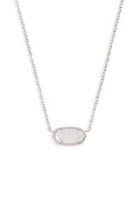 Kendra Scott: Elisa Silver Pendant Necklace - Iridescent Drusy | Makk Fashions