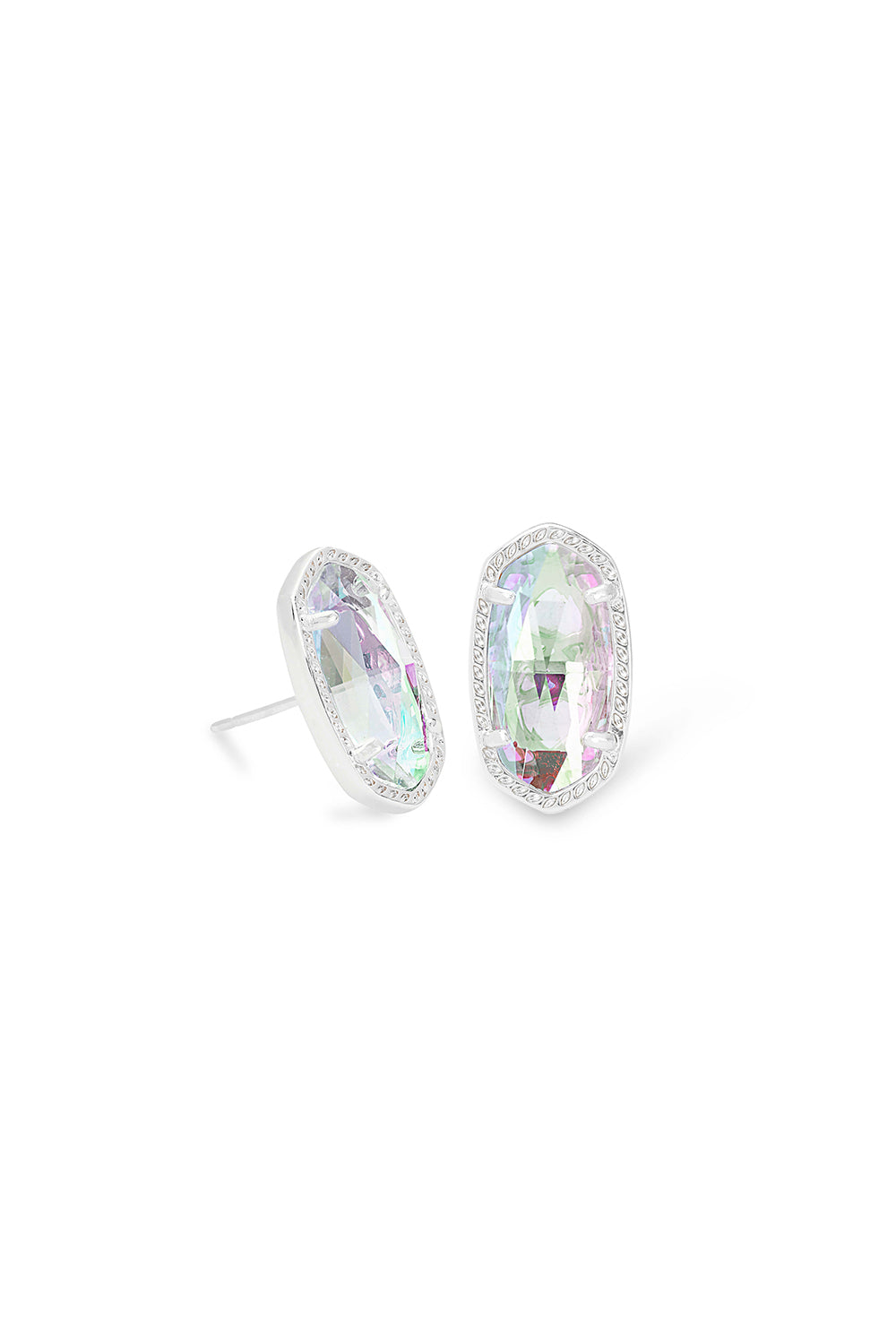 Kendra Scott: Ellie Silver Stud Earrings - Dichroic Glass | Makk Fashions
