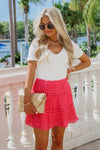 Elsie Crochet Lace Mini Skirt - Pink | Makk Fashions