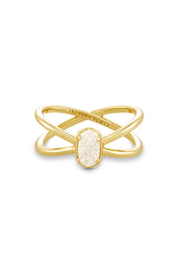 Kendra Scott: Emilie Gold Double Band Ring - Iridescent Drusy | Makk Fashions