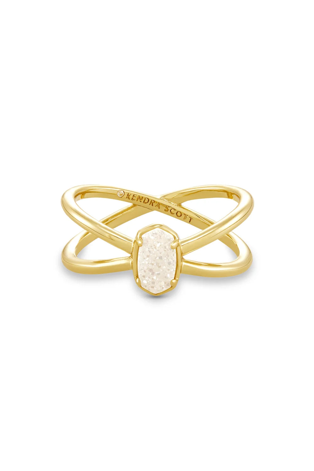 Kendra Scott: Emilie Gold Double Band Ring - Iridescent Drusy | Makk Fashions
