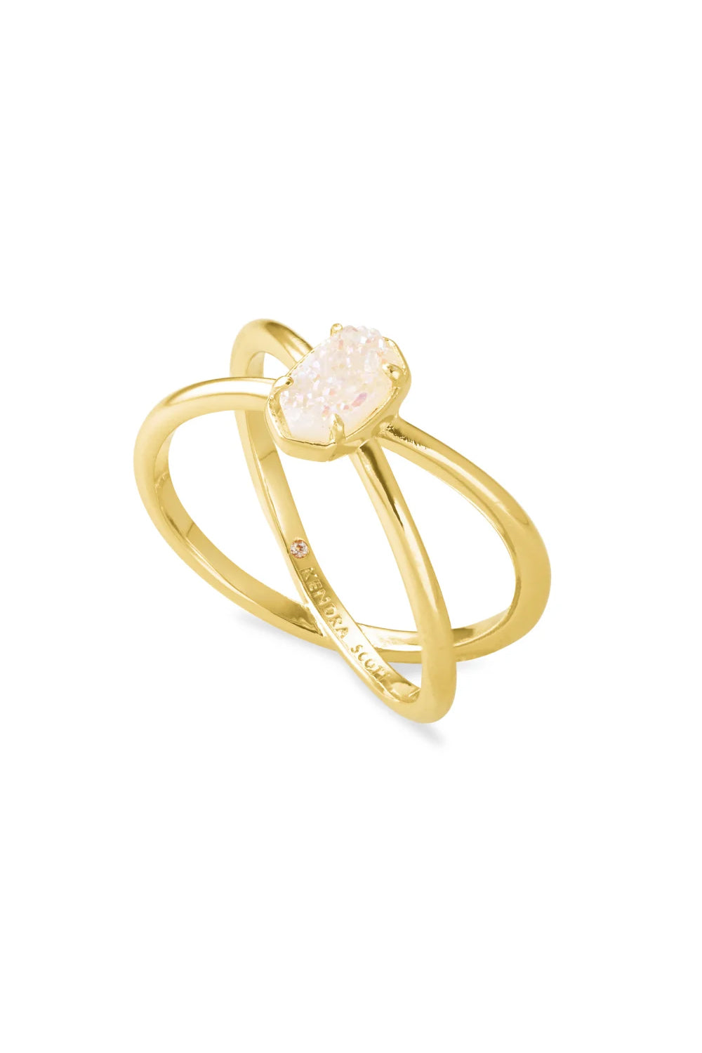 Kendra Scott: Emilie Gold Double Band Ring - Iridescent Drusy | Makk Fashions