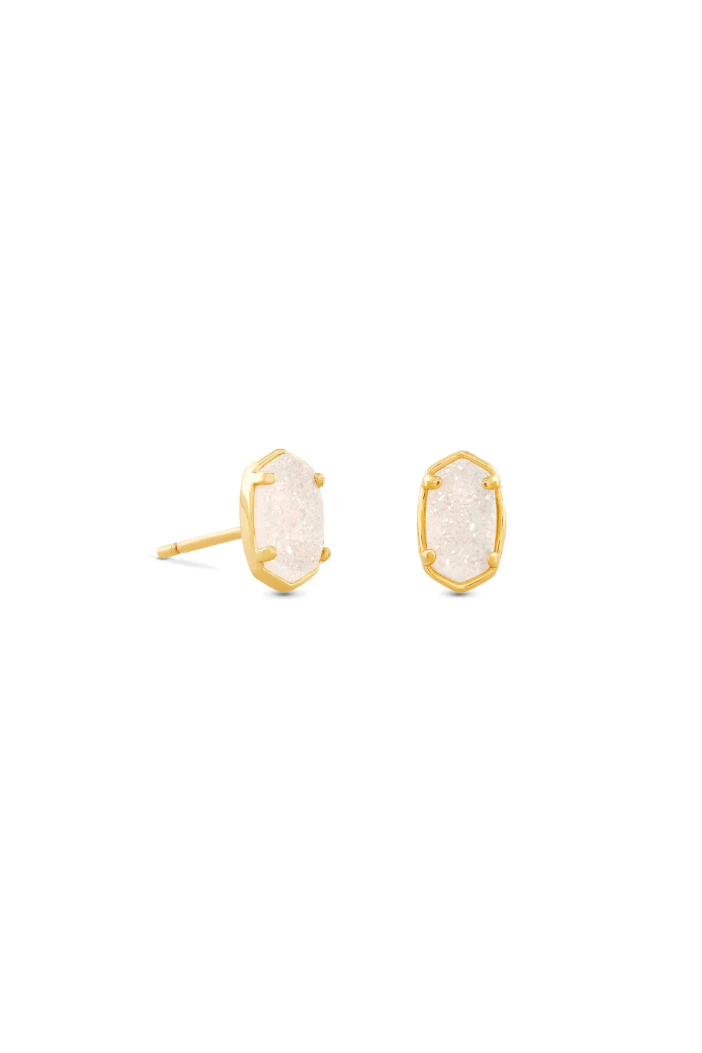 Kendra Scott: Emilie Gold Stud Earrings - Iridescent Drusy | Makk Fashions