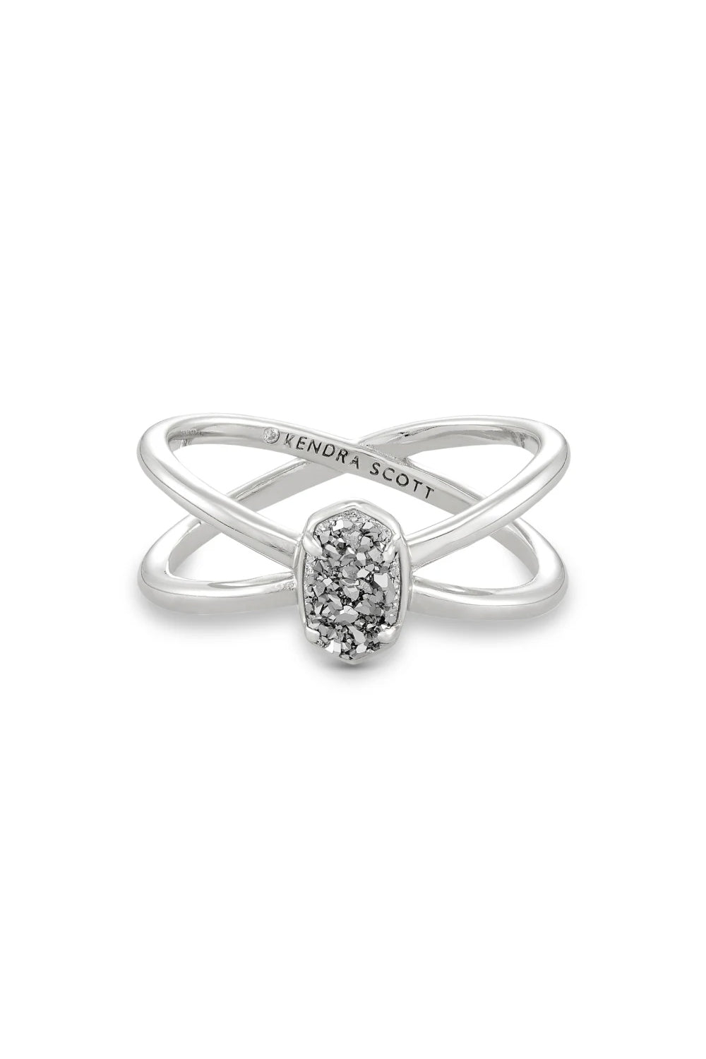 Kendra Scott: Emilie Silver Double Band Ring - Platinum  Drusy | Makk Fashions