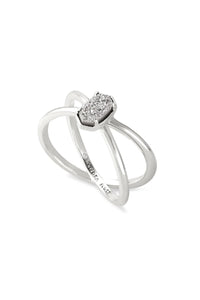 Kendra Scott: Emilie Silver Double Band Ring - Platinum  Drusy | Makk Fashions