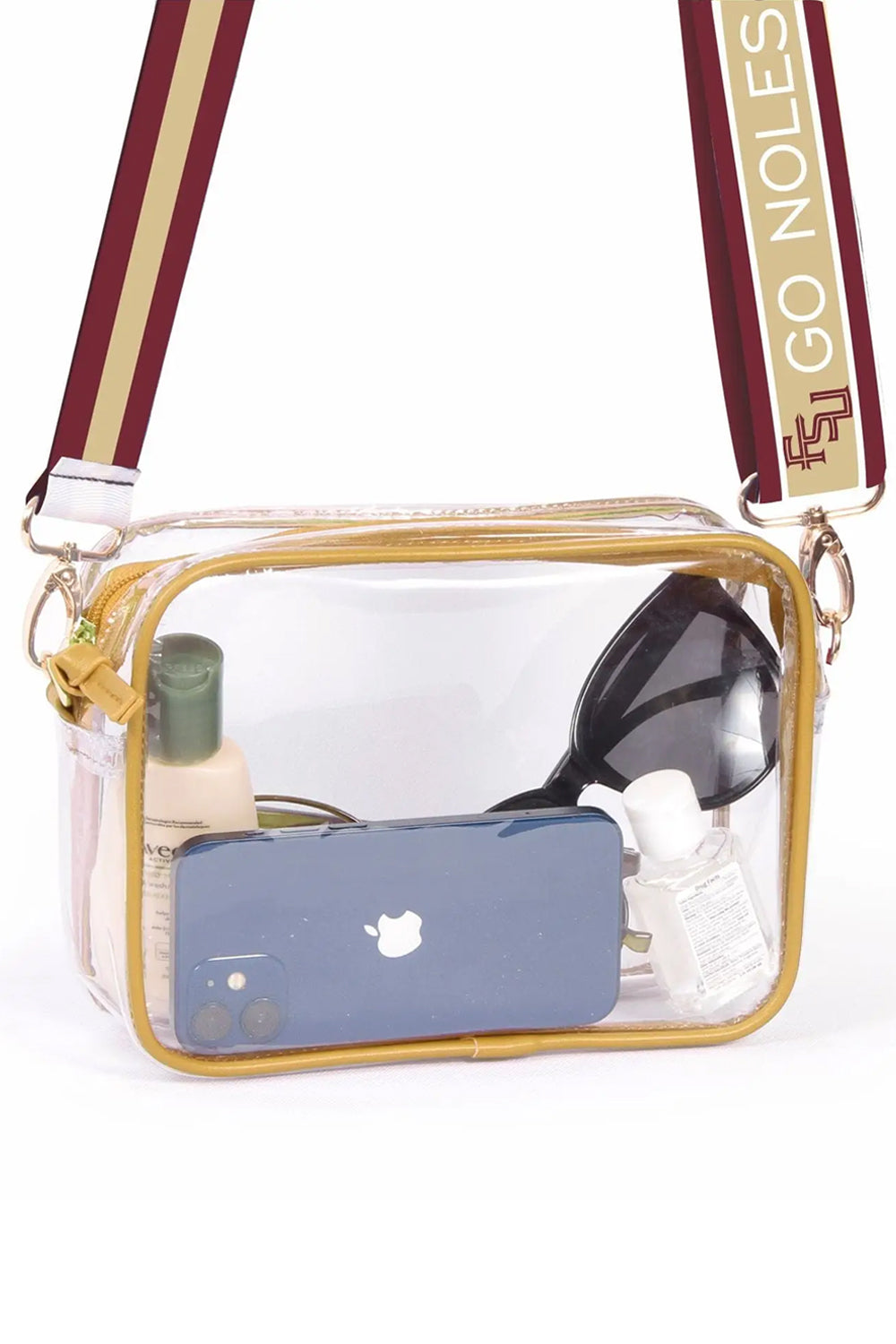 FSU Clear Reversible Strap Purse - Gold | Makk Fashions