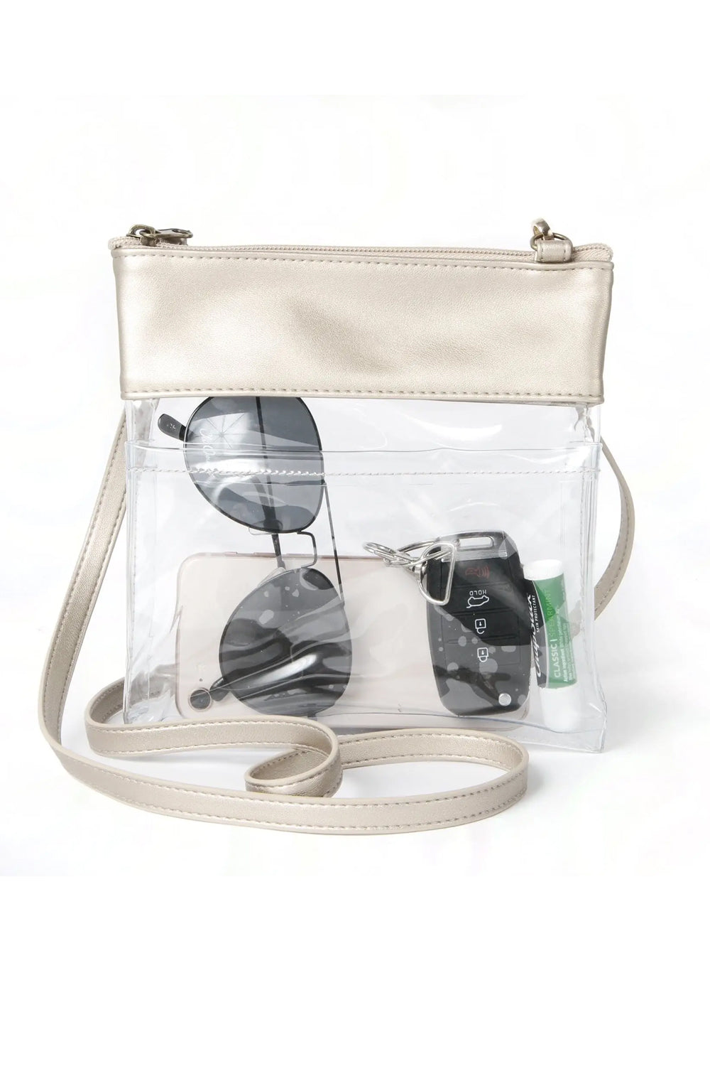 Game Day Clear Crossbody Bag - Gold | Makk Fashions