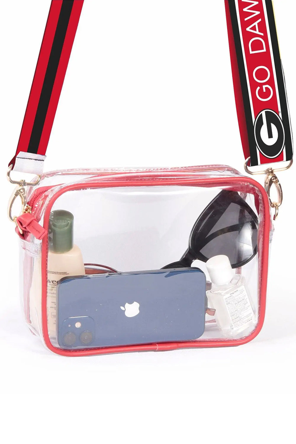 Georgia Bulldogs Clear Reversible Strap Purse - Red | Makk Fashions