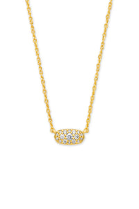 Kendra Scott: Grayson Gold Pendant Necklace - White Crystal | Makk Fashions
