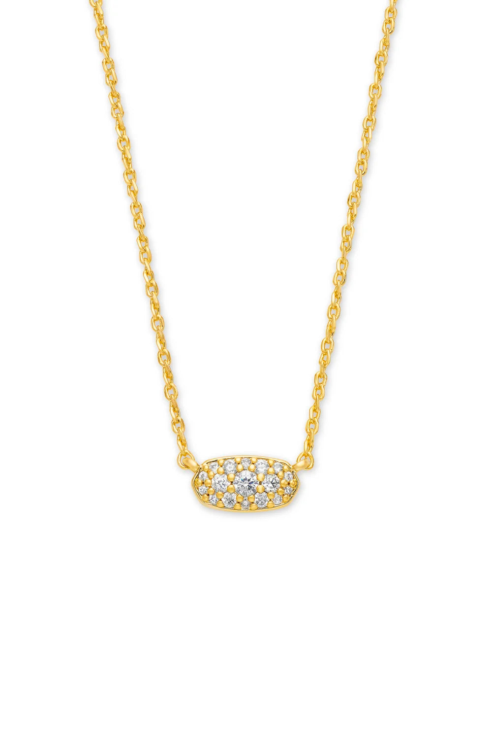 Kendra Scott: Grayson Gold Pendant Necklace - White Crystal | Makk Fashions