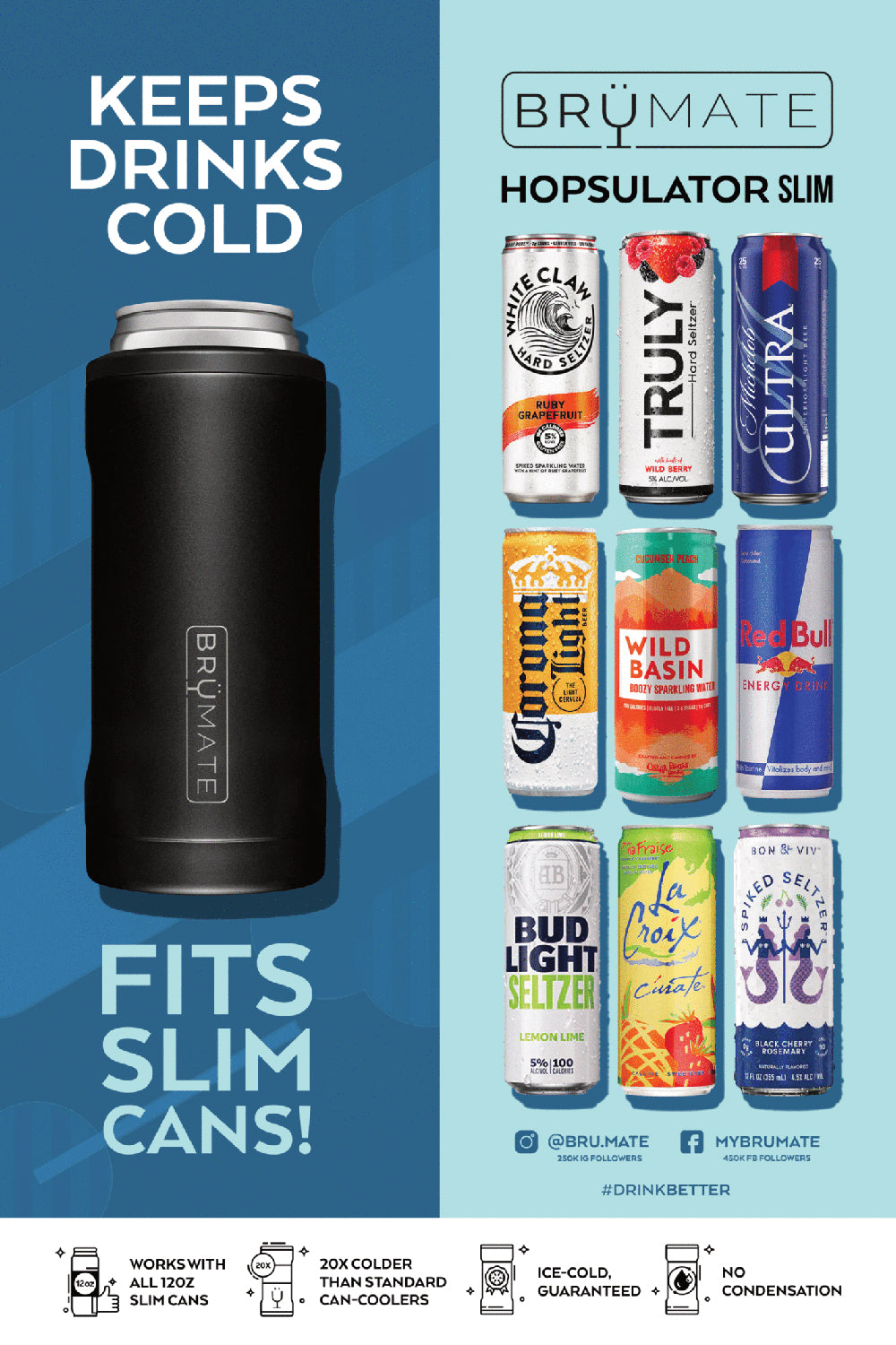 BruMate: Hopsulator Slim | Glitter Rainbow (12oz Slim Cans)