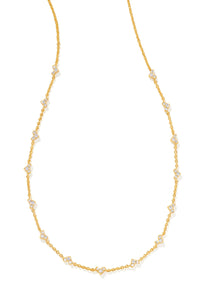 Kendra Scott: Haven Gold Crystal Heart Strand Necklace - White Crystal | Makk Fashions