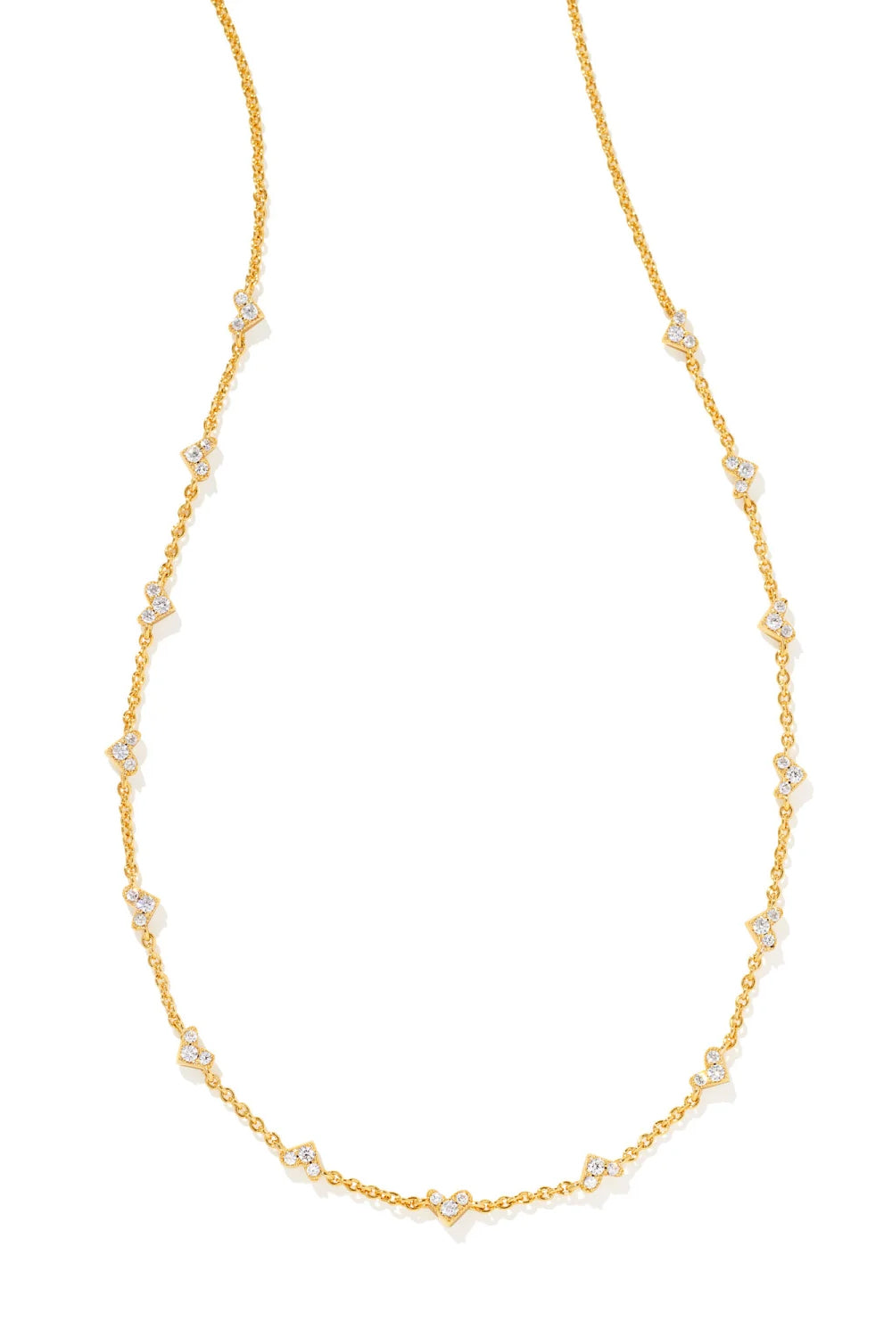 Kendra Scott: Haven Gold Crystal Heart Strand Necklace - White Crystal | Makk Fashions