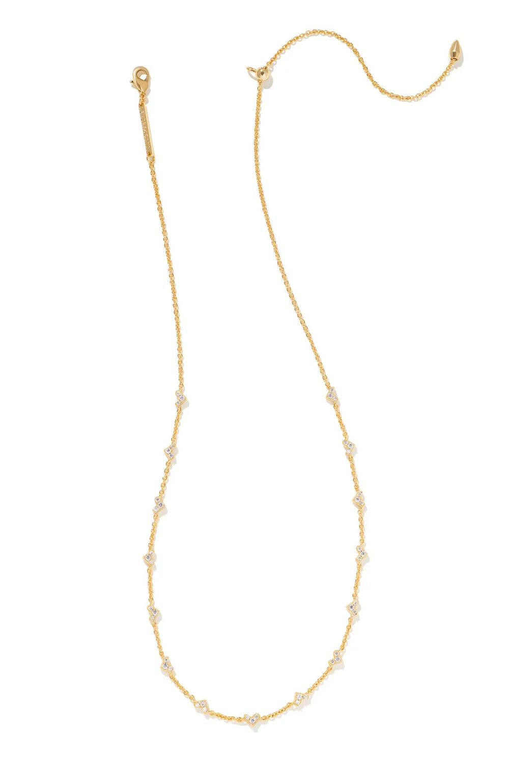 Kendra Scott: Haven Gold Crystal Heart Strand Necklace - White Crystal | Makk Fashions
