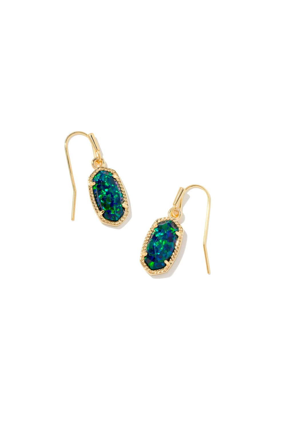 Kendra Scott: Lee Gold Drop Earrings - Night Kyocera Opal | Makk Fashions