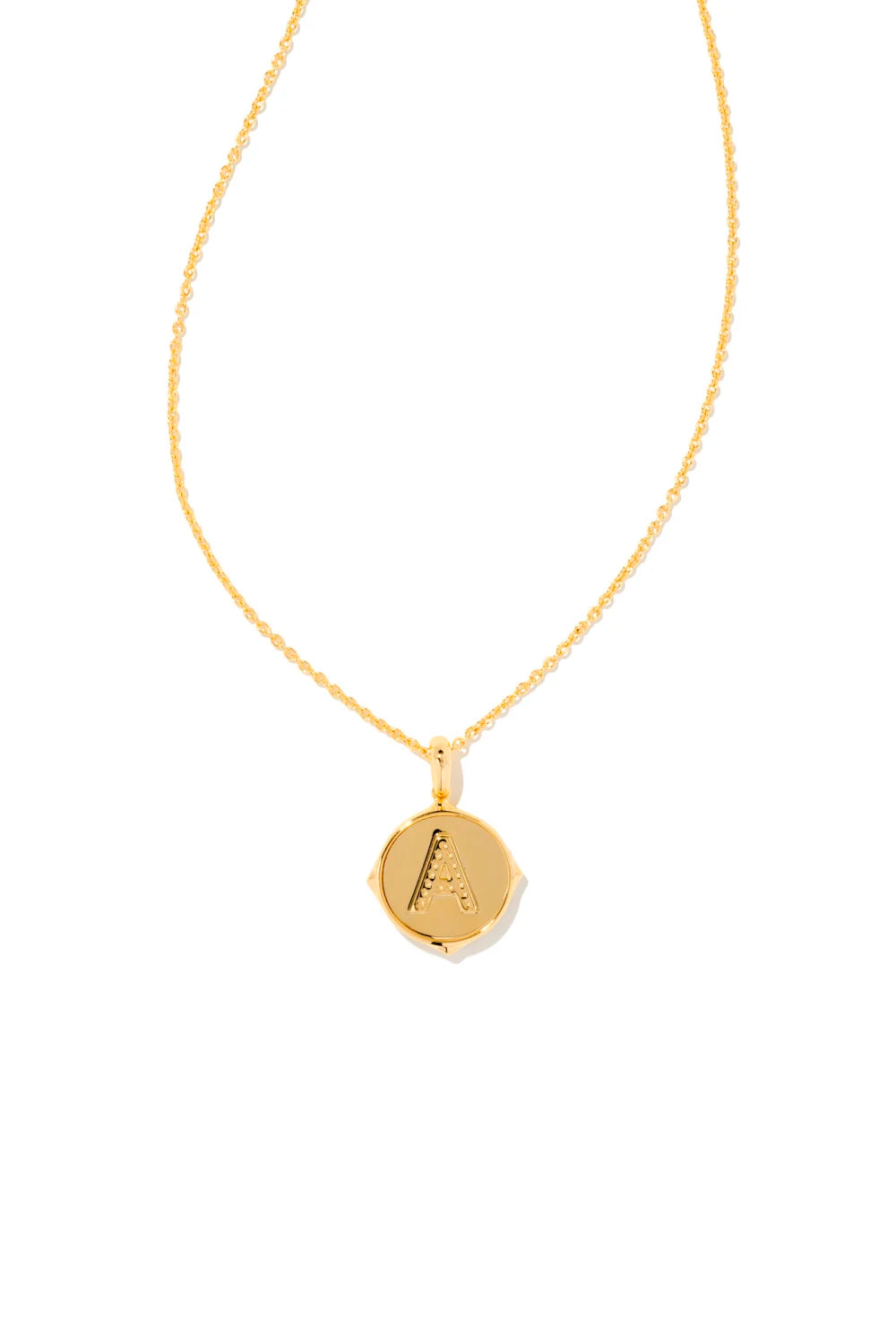 Kendra Scott: Letter A Gold Disk Pendant Necklace - Iridescent Abalone | Makk Fashions