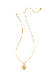 Kendra Scott: Letter A Gold Disk Pendant Necklace - Iridescent Abalone | Makk Fashions