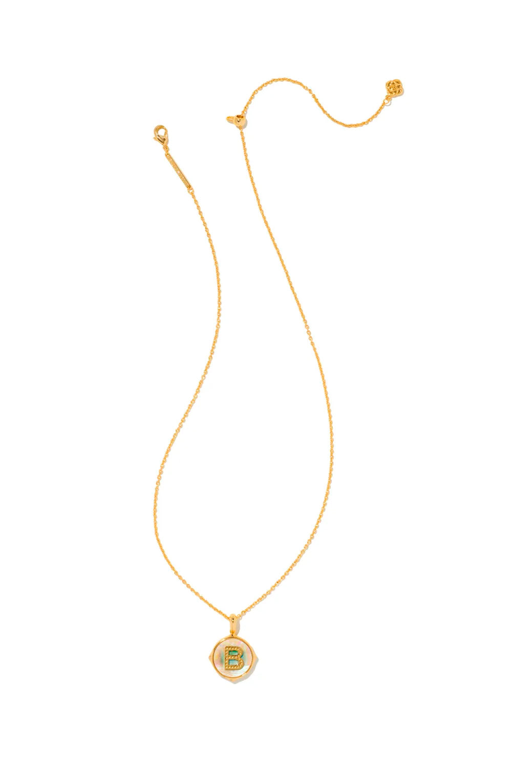 Kendra Scott: Letter B Gold Disk Pendant Necklace - Iridescent Abalone | Makk Fashions