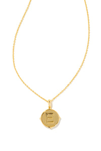 Kendra Scott: Letter E Gold Disk Pendant Necklace - Iridescent Abalone | Makk Fashions